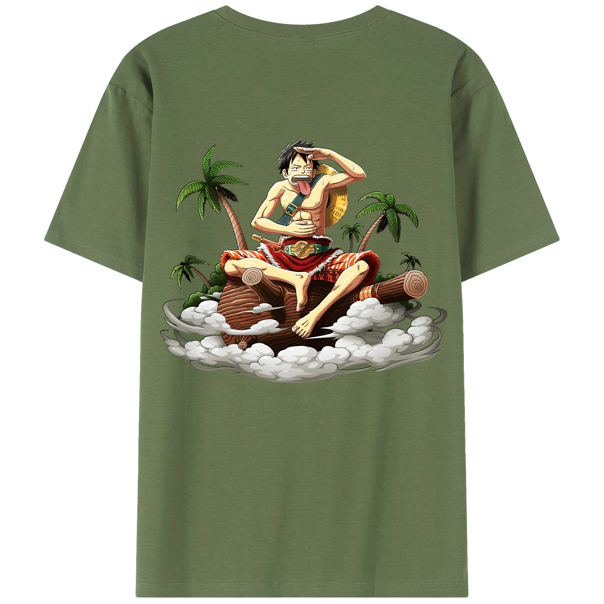 ワンピース モンキー・D・ルフィ ONE PIECE Monkey D. Luffy 綿100％ メンズ半袖Tシャツ（バックプリント） 通気性